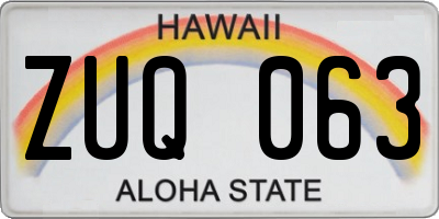 HI license plate ZUQ063