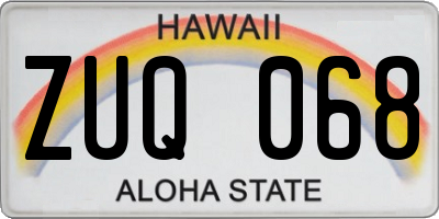 HI license plate ZUQ068