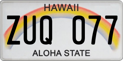 HI license plate ZUQ077