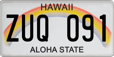 HI license plate ZUQ091