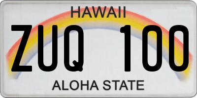 HI license plate ZUQ100