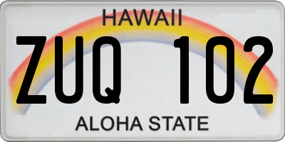 HI license plate ZUQ102