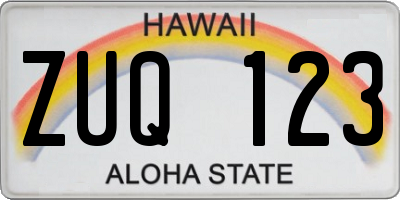 HI license plate ZUQ123