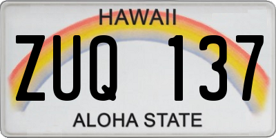 HI license plate ZUQ137