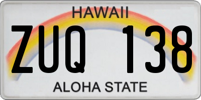 HI license plate ZUQ138