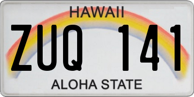 HI license plate ZUQ141