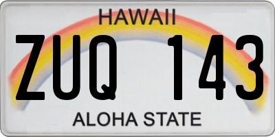 HI license plate ZUQ143