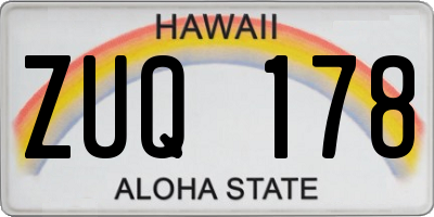 HI license plate ZUQ178