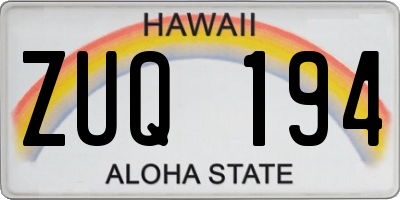 HI license plate ZUQ194