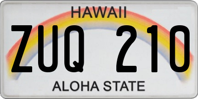 HI license plate ZUQ210