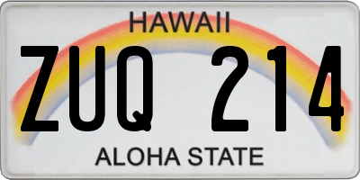 HI license plate ZUQ214