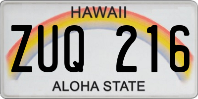 HI license plate ZUQ216