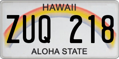 HI license plate ZUQ218