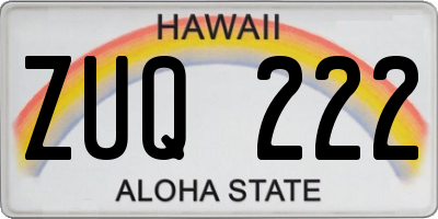 HI license plate ZUQ222