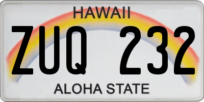 HI license plate ZUQ232