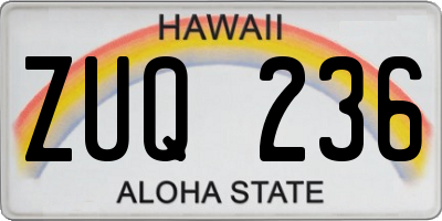 HI license plate ZUQ236
