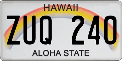 HI license plate ZUQ240