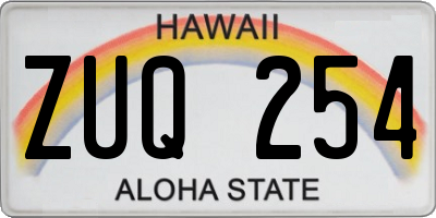 HI license plate ZUQ254