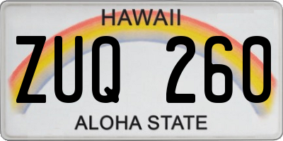 HI license plate ZUQ260
