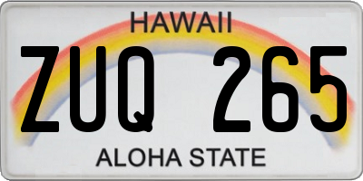HI license plate ZUQ265