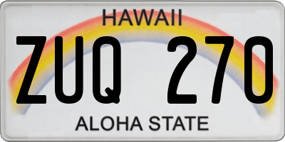 HI license plate ZUQ270