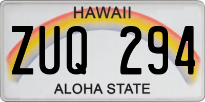HI license plate ZUQ294