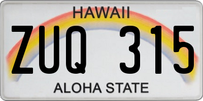 HI license plate ZUQ315
