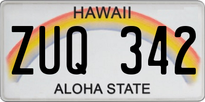HI license plate ZUQ342