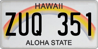 HI license plate ZUQ351