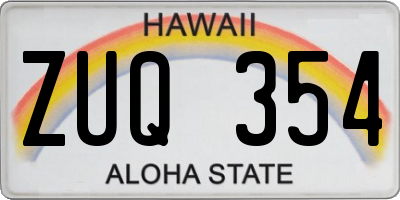 HI license plate ZUQ354
