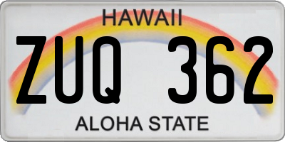 HI license plate ZUQ362