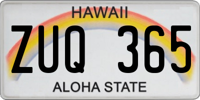 HI license plate ZUQ365