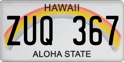 HI license plate ZUQ367