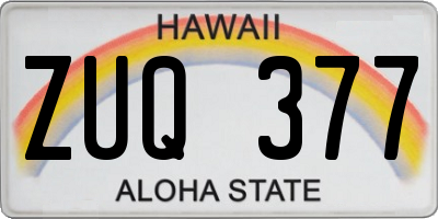 HI license plate ZUQ377