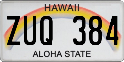 HI license plate ZUQ384