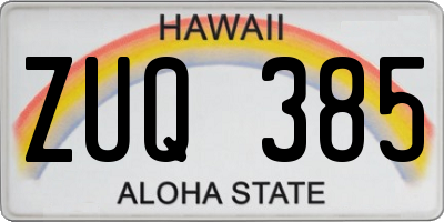HI license plate ZUQ385
