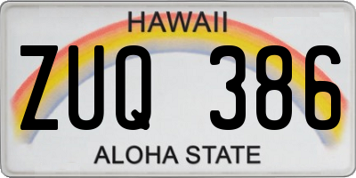 HI license plate ZUQ386