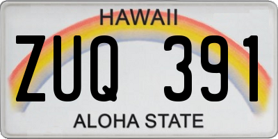 HI license plate ZUQ391