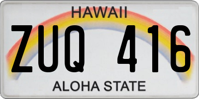 HI license plate ZUQ416