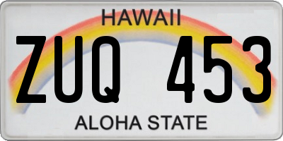 HI license plate ZUQ453