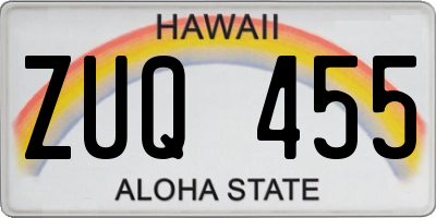HI license plate ZUQ455