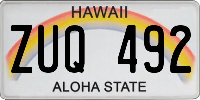 HI license plate ZUQ492