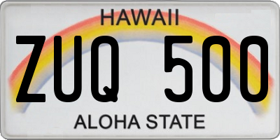 HI license plate ZUQ500