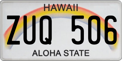 HI license plate ZUQ506