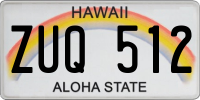 HI license plate ZUQ512