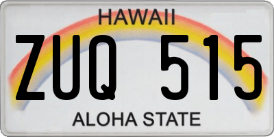 HI license plate ZUQ515