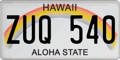 HI license plate ZUQ540