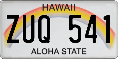 HI license plate ZUQ541