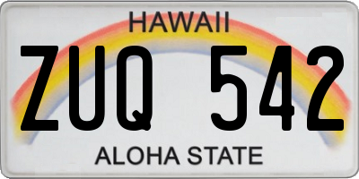 HI license plate ZUQ542