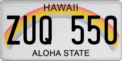 HI license plate ZUQ550